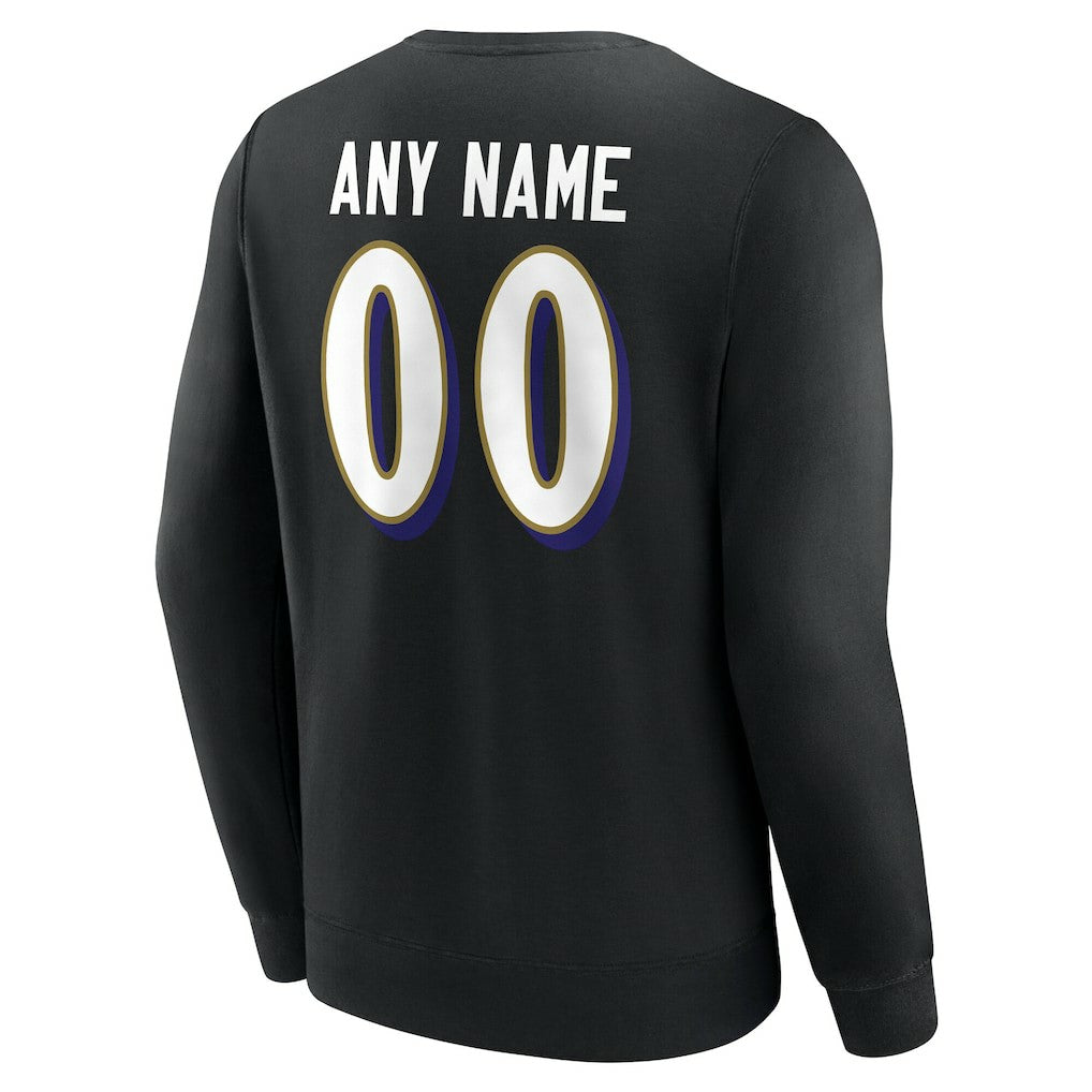 Baltimore Ravens Team Authentic Personalized Name & Number Sweatshirt Black - NFL