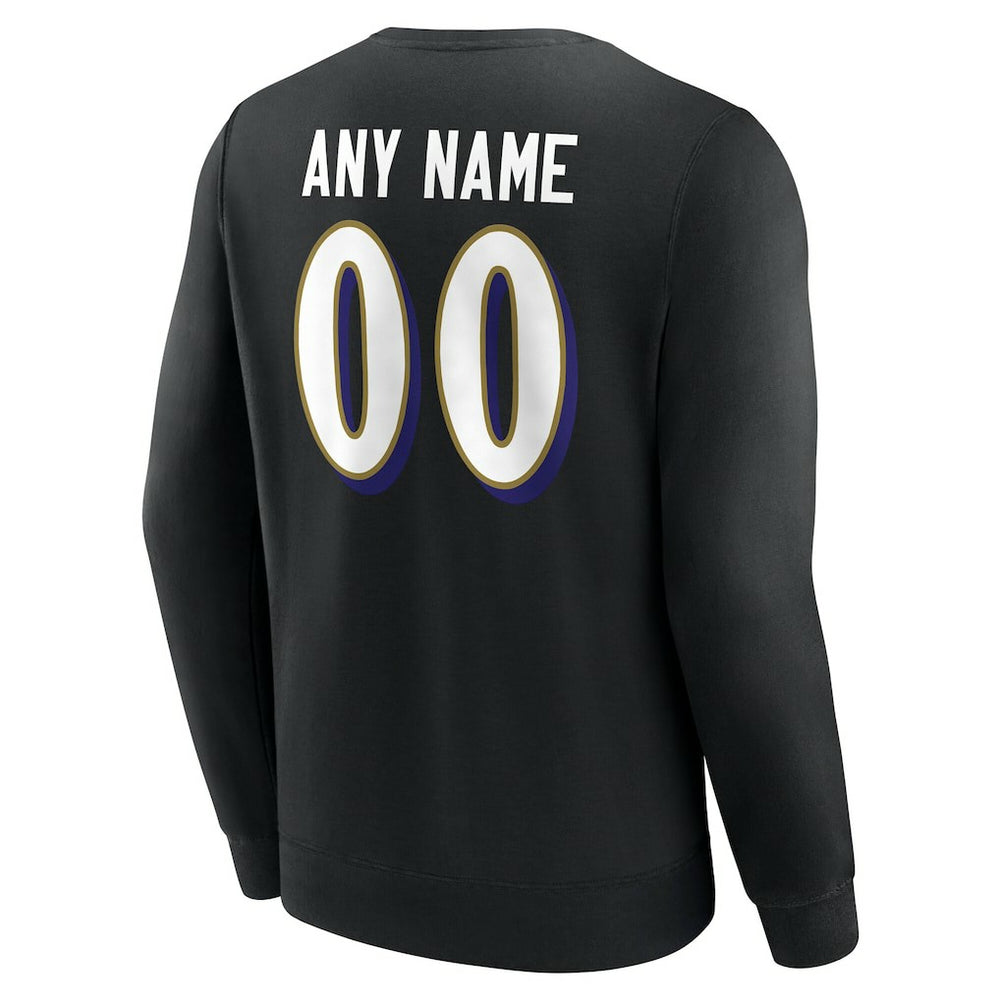 Baltimore Ravens Team Authentic Personalized Name & Number Sweatshirt Black - NFL