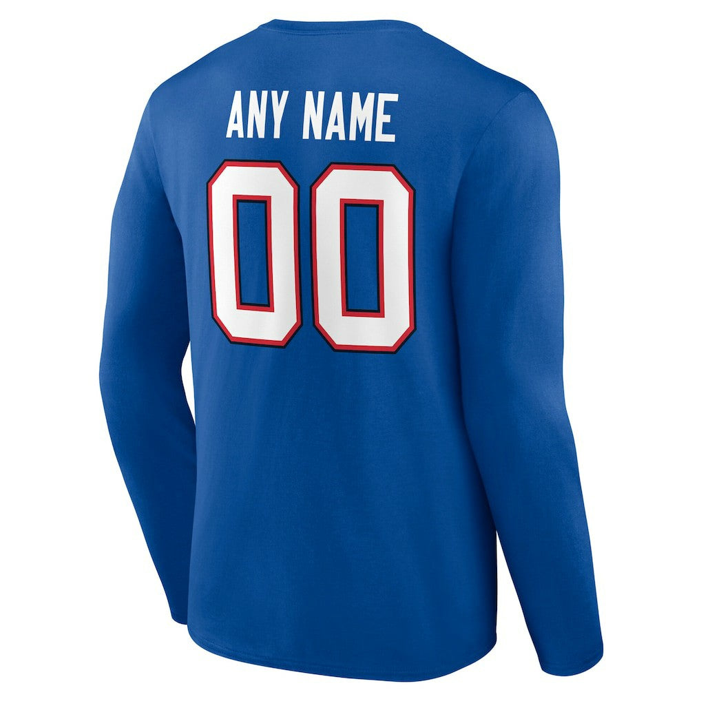 Buffalo Bills Team Authentic Personalized Name & Number Long Sleeve T-Shirt Royal - NFL