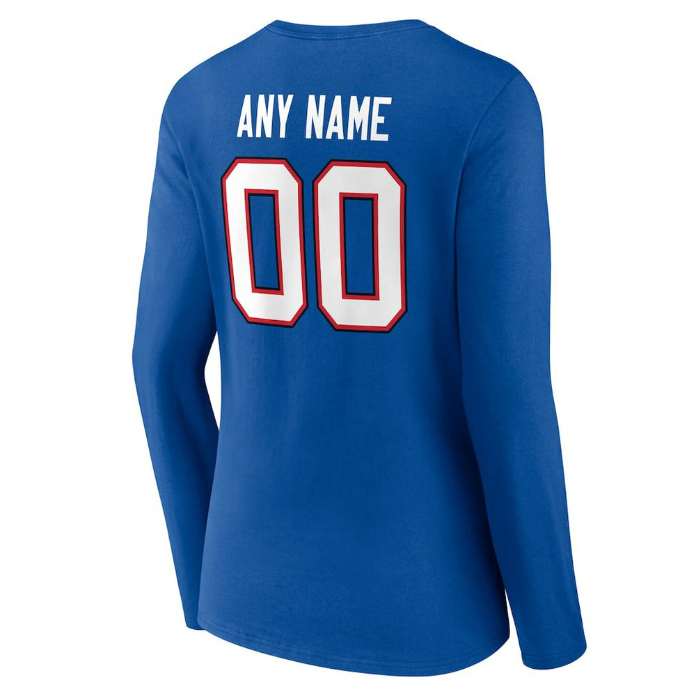Buffalo Bills Women's Team Authentic Personalized Name & Number Long Sleeve V-Neck T-Shirt Royal - NFL