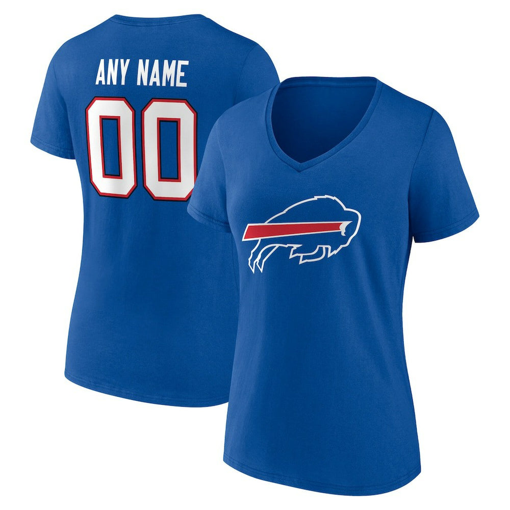 Buffalo Bills Women's Team Authentic Personalized Name & Number V-Neck T-Shirt Royal - NFL
