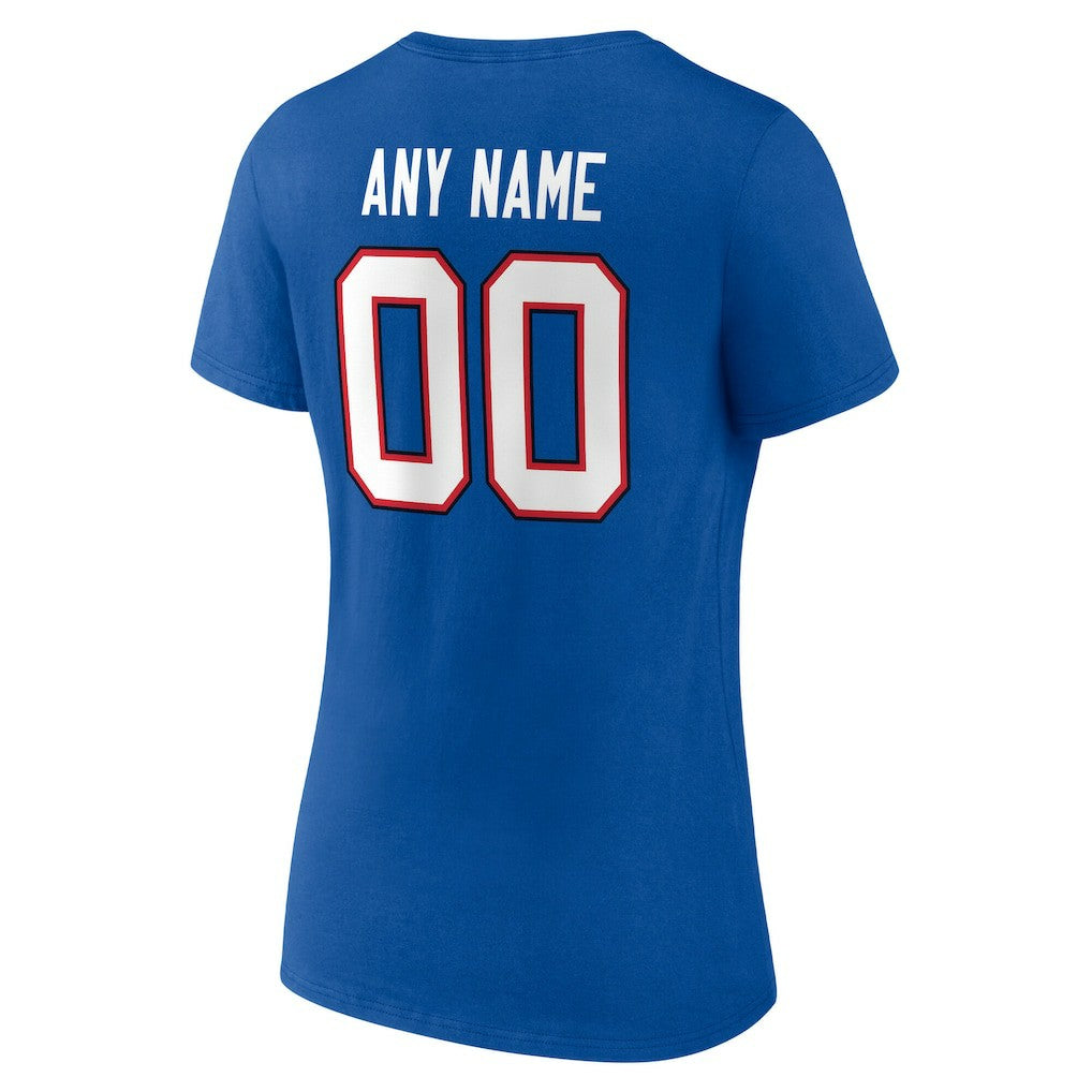 Buffalo Bills Women's Team Authentic Personalized Name & Number V-Neck T-Shirt Royal - NFL