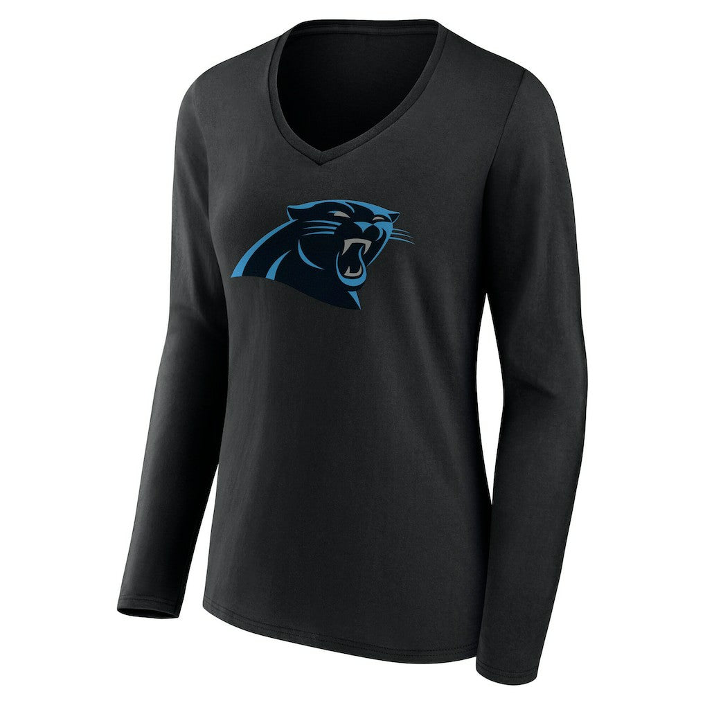 Carolina Panthers Women's Team Authentic Personalized Name & Number Long Sleeve V-Neck T-Shirt Black - NFL