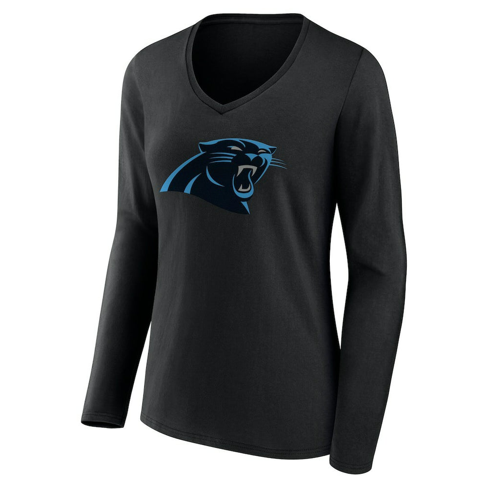 Carolina Panthers Women's Team Authentic Personalized Name & Number Long Sleeve V-Neck T-Shirt Black - NFL