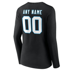 Carolina Panthers Women's Team Authentic Personalized Name & Number Long Sleeve V-Neck T-Shirt Black - NFL
