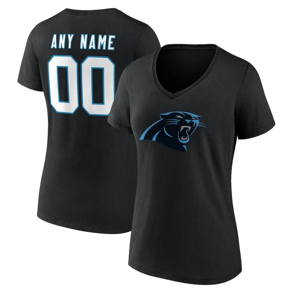 Carolina Panthers Women's Team Authentic Personalized Name & Number V-Neck T-Shirt Black - NFL