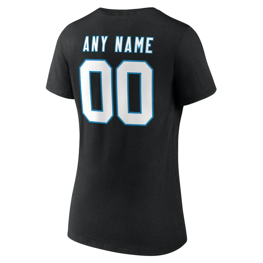 Carolina Panthers Women's Team Authentic Personalized Name & Number V-Neck T-Shirt Black - NFL