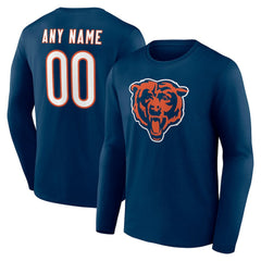 Chicago Bears Team Authentic Personalized Name & Number Long Sleeve T-Shirt Navy - NFL