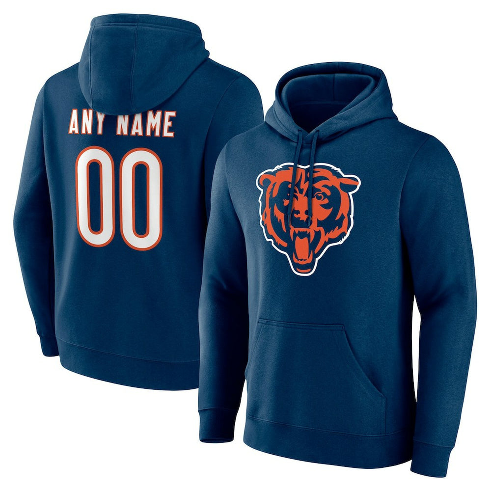 Chicago Bears Team Authentic Personalized Name & Number Hoodie Navy - NFL
