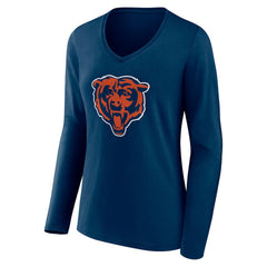 Chicago Bears Women's Team Authentic Personalized Name & Number Long Sleeve V-Neck T-Shirt Navy - NFL