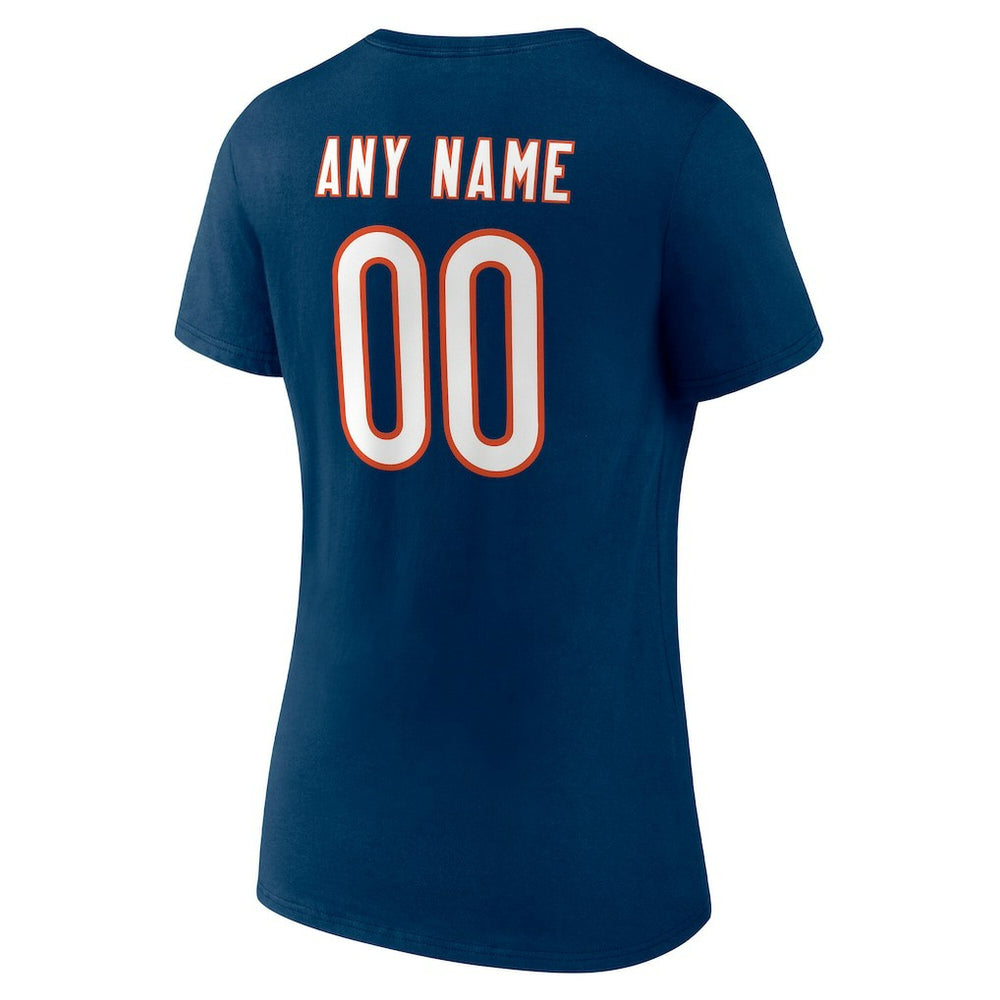 Chicago Bears Women's Team Authentic Personalized Name & Number V-Neck T-Shirt Navy - NFL