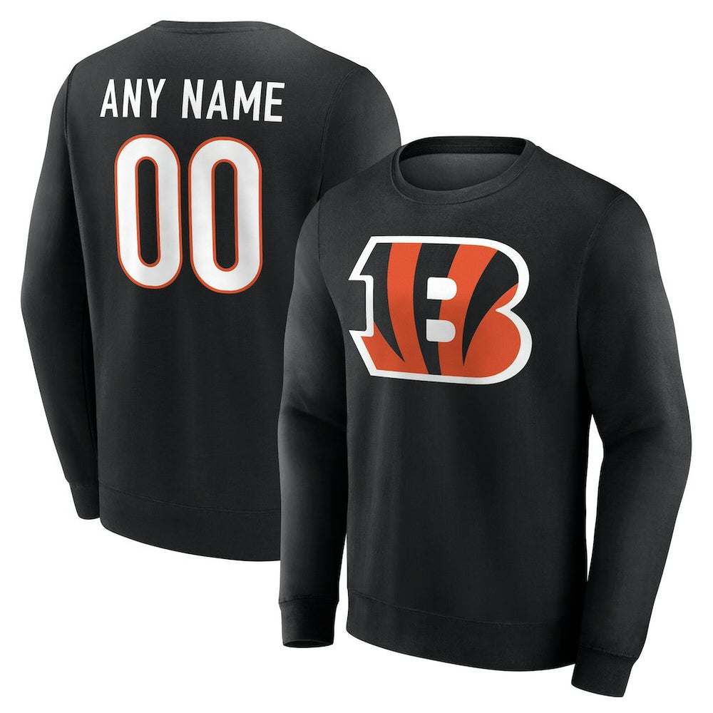 Cincinnati Bengals Team Authentic Personalized Name & Number Sweatshirt Black - NFL