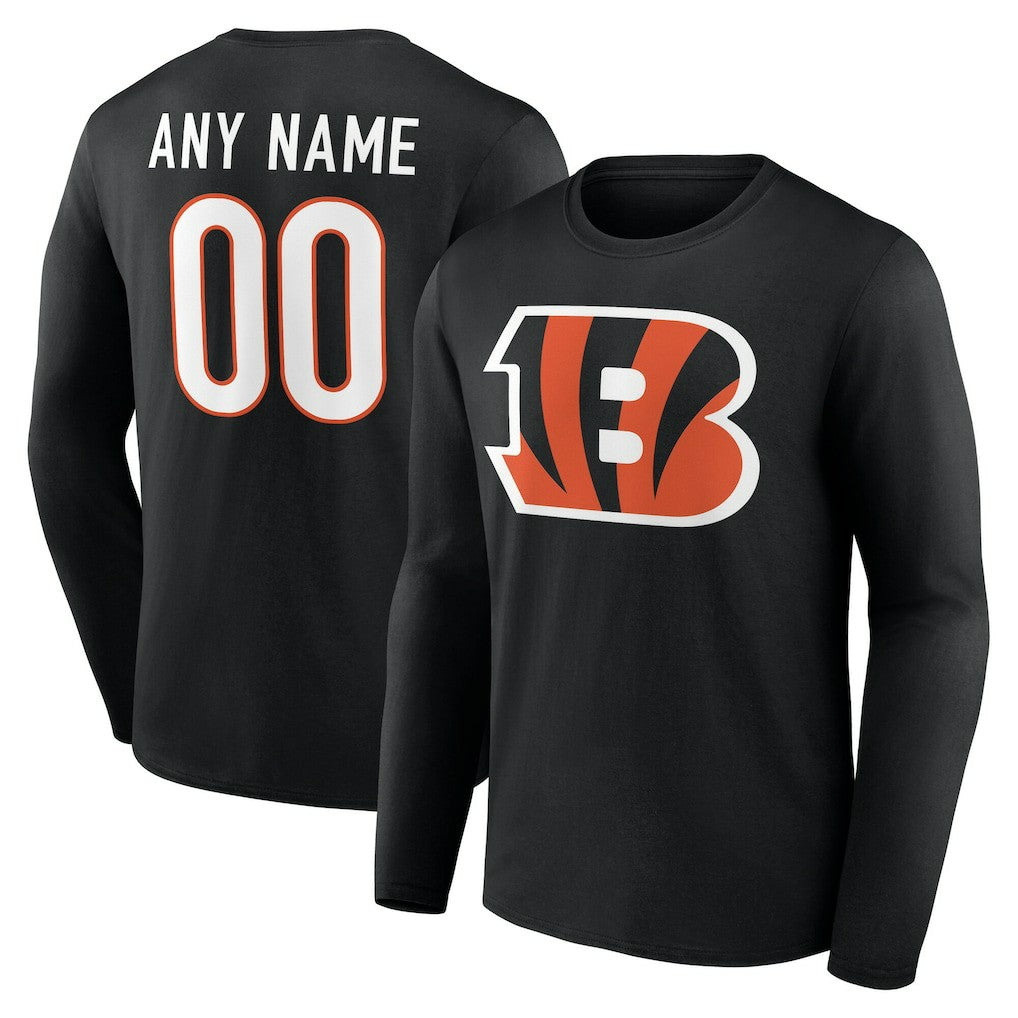 Cincinnati Bengals Team Authentic Personalized Name & Number Long Sleeve T-Shirt Black - NFL