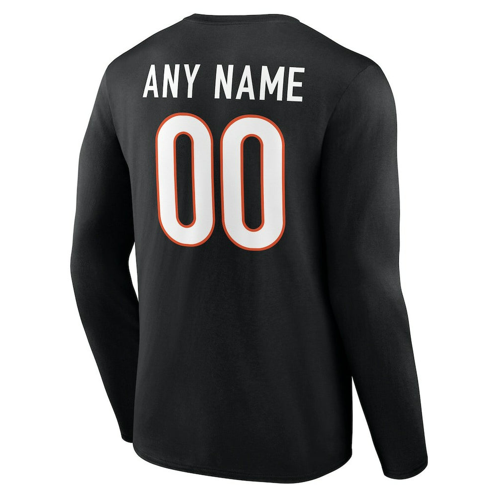 Cincinnati Bengals Team Authentic Personalized Name & Number Long Sleeve T-Shirt Black - NFL