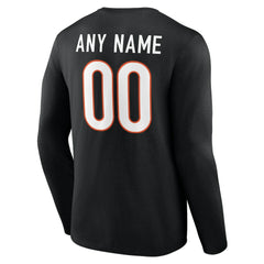 Cincinnati Bengals Team Authentic Personalized Name & Number Long Sleeve T-Shirt Black - NFL