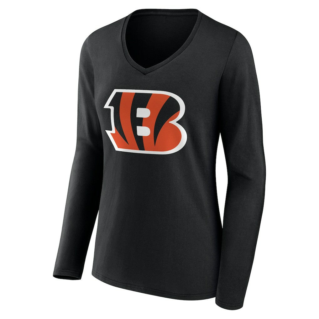 Cincinnati Bengals Women's Team Authentic Personalized Name & Number Long Sleeve V-Neck T-Shirt Black - NFL