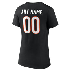 Cincinnati Bengals Women's Team Authentic Personalized Name & Number V-Neck T-Shirt Black - NFL