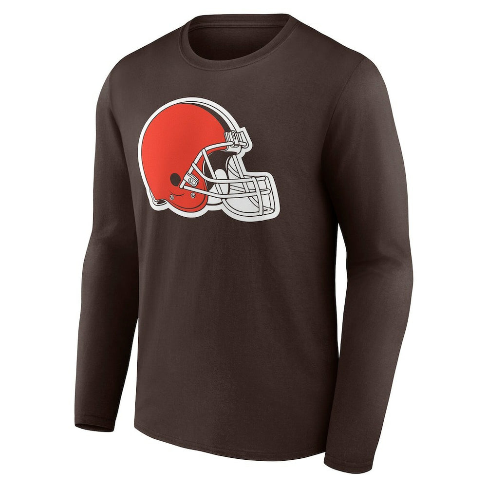 Cleveland Browns Team Authentic Personalized Name & Number Long Sleeve T-Shirt Brown - NFL