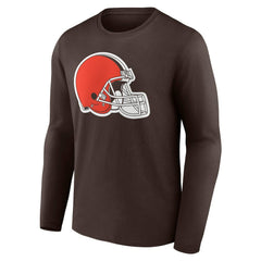 Cleveland Browns Team Authentic Personalized Name & Number Long Sleeve T-Shirt Brown - NFL