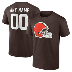 Cleveland Browns Team Authentic Personalized Name & Number T-Shirt Brown - NFL