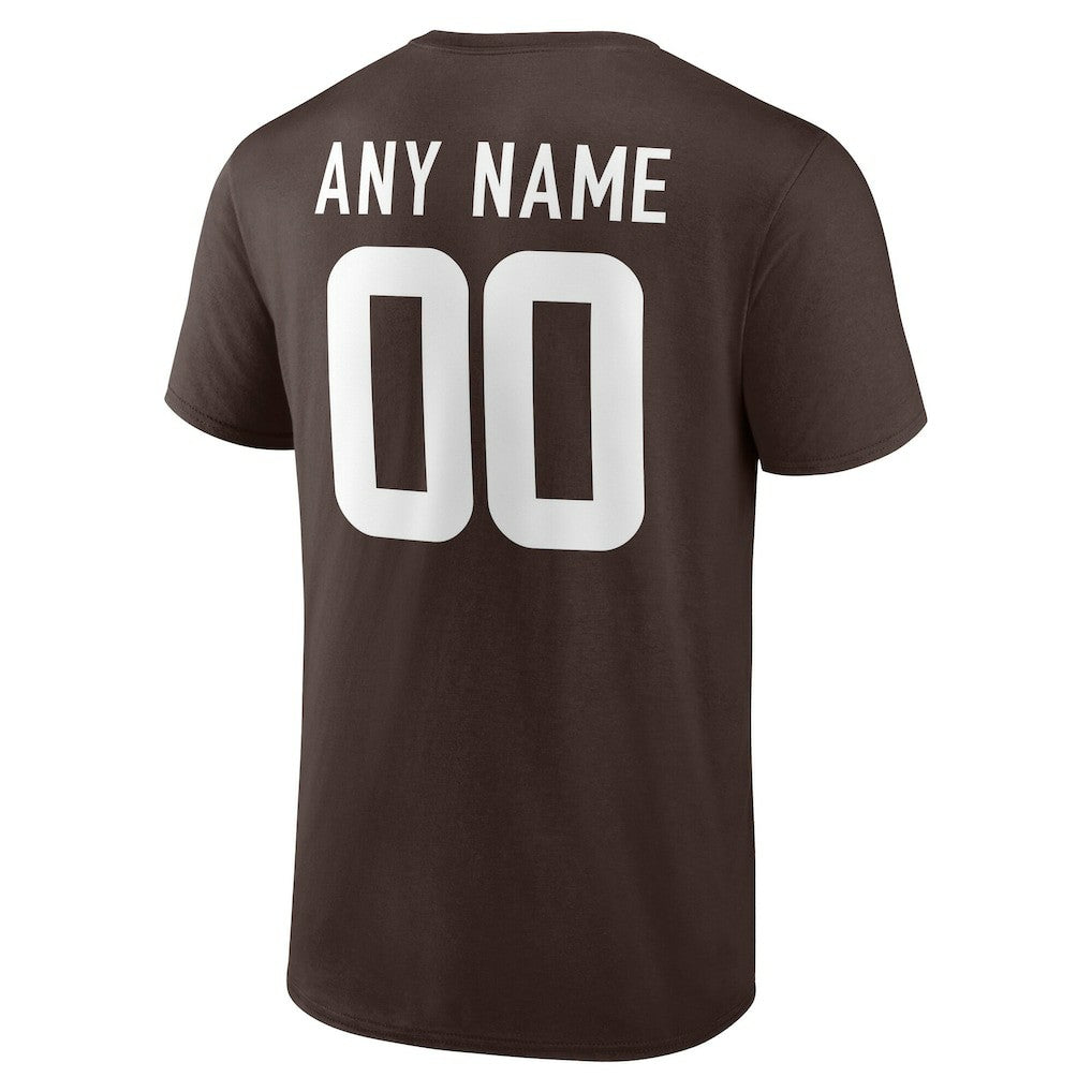 Cleveland Browns Team Authentic Personalized Name & Number T-Shirt Brown - NFL