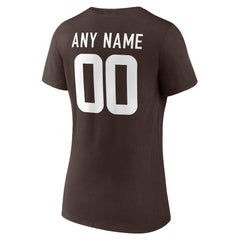 Cleveland Browns Women's Team Authentic Personalized Name & Number V-Neck T-Shirt Brown - NFL