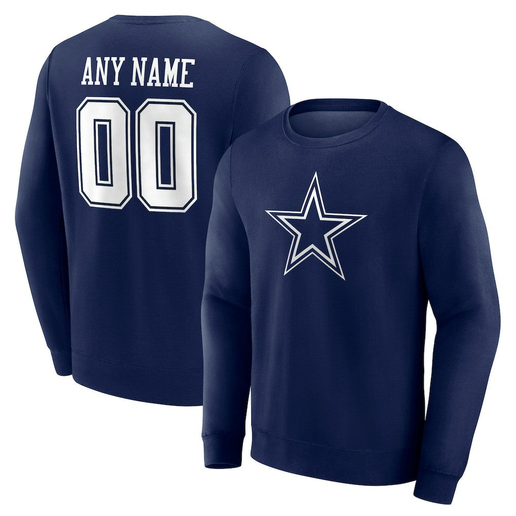 Dallas Cowboys Team Authentic Personalized Name & Number Sweatshirt Navy - NFL