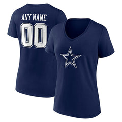 Dallas Cowboys Women's Team Authentic Personalized Name & Number V-Neck T-Shirt Navy - NFL