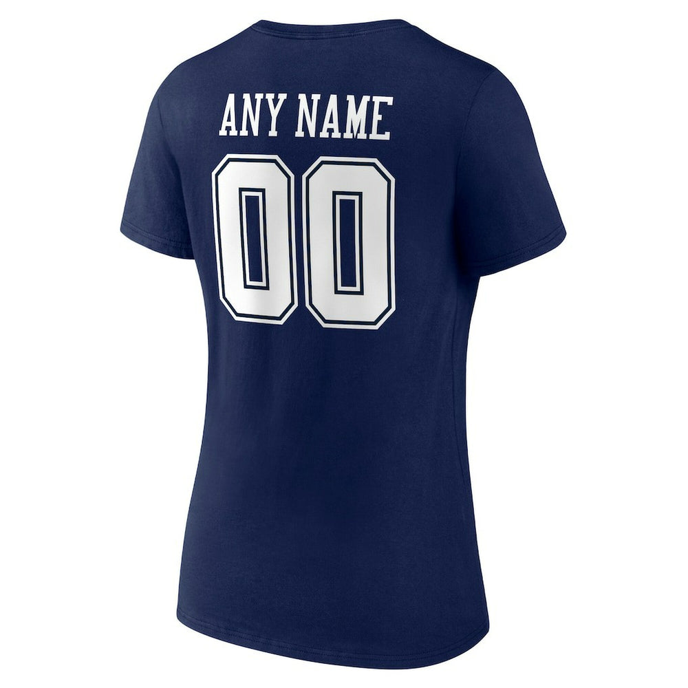Dallas Cowboys Women's Team Authentic Personalized Name & Number V-Neck T-Shirt Navy - NFL