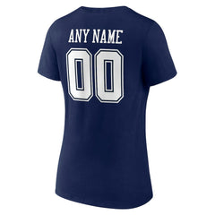 Dallas Cowboys Women's Team Authentic Personalized Name & Number V-Neck T-Shirt Navy - NFL