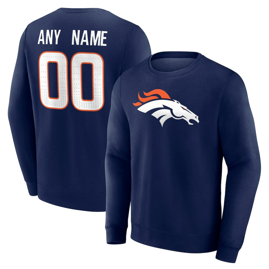 Denver Broncos Team Authentic Personalized Name & Number Sweatshirt Navy - NFL