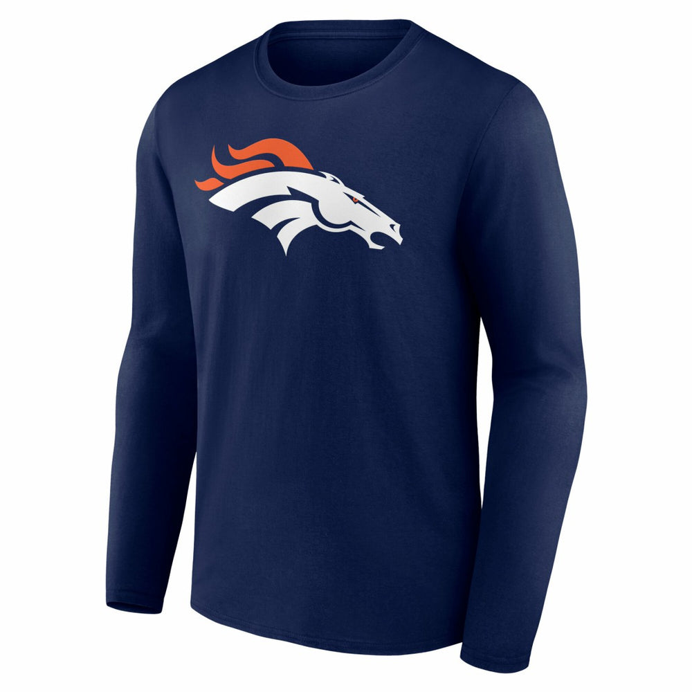 Denver Broncos Team Authentic Personalized Name & Number Long Sleeve T-Shirt Navy - NFL