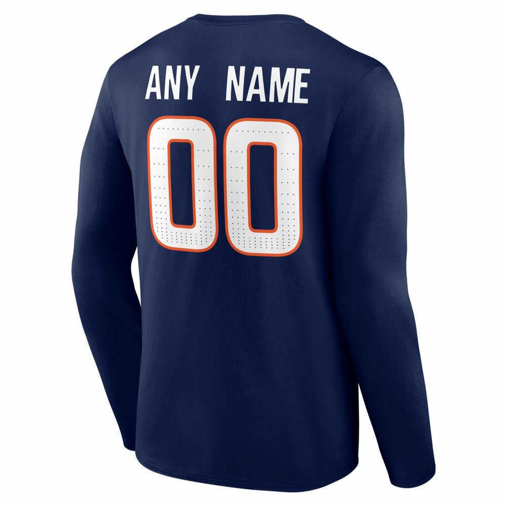 Denver Broncos Team Authentic Personalized Name & Number Long Sleeve T-Shirt Navy - NFL