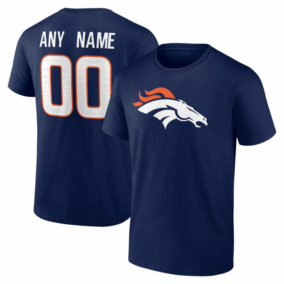 Denver Broncos Team Authentic Personalized Name & Number T-Shirt Navy - NFL