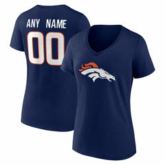 Denver Broncos Women's Team Authentic Personalized Name & Number V-Neck T-Shirt Navy - NFL