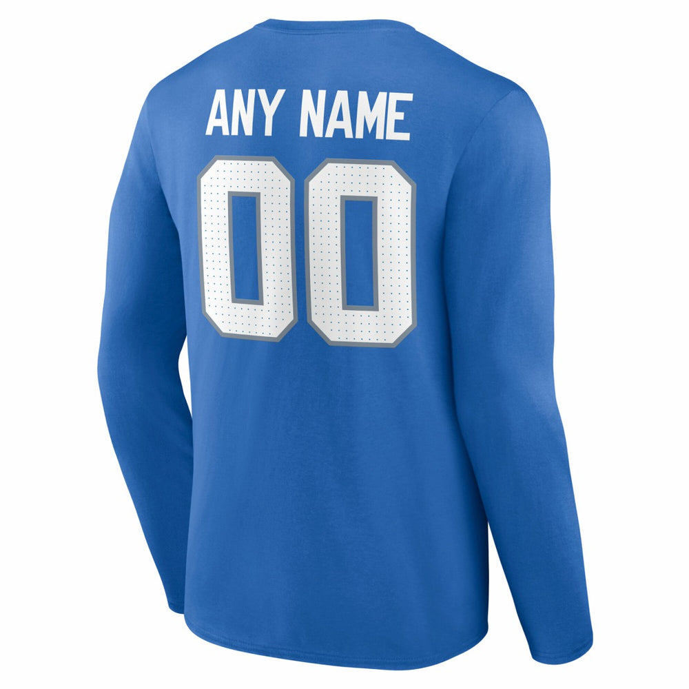 Detroit Lions Team Authentic Personalized Name & Number Long Sleeve T-Shirt Blue - NFL