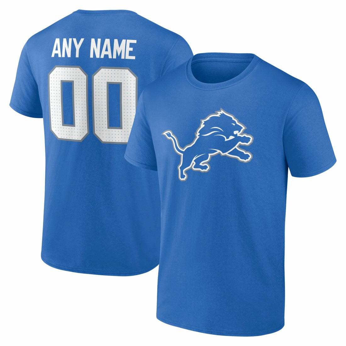Detroit Lions Team Authentic Personalized Name & Number T-Shirt Blue - NFL
