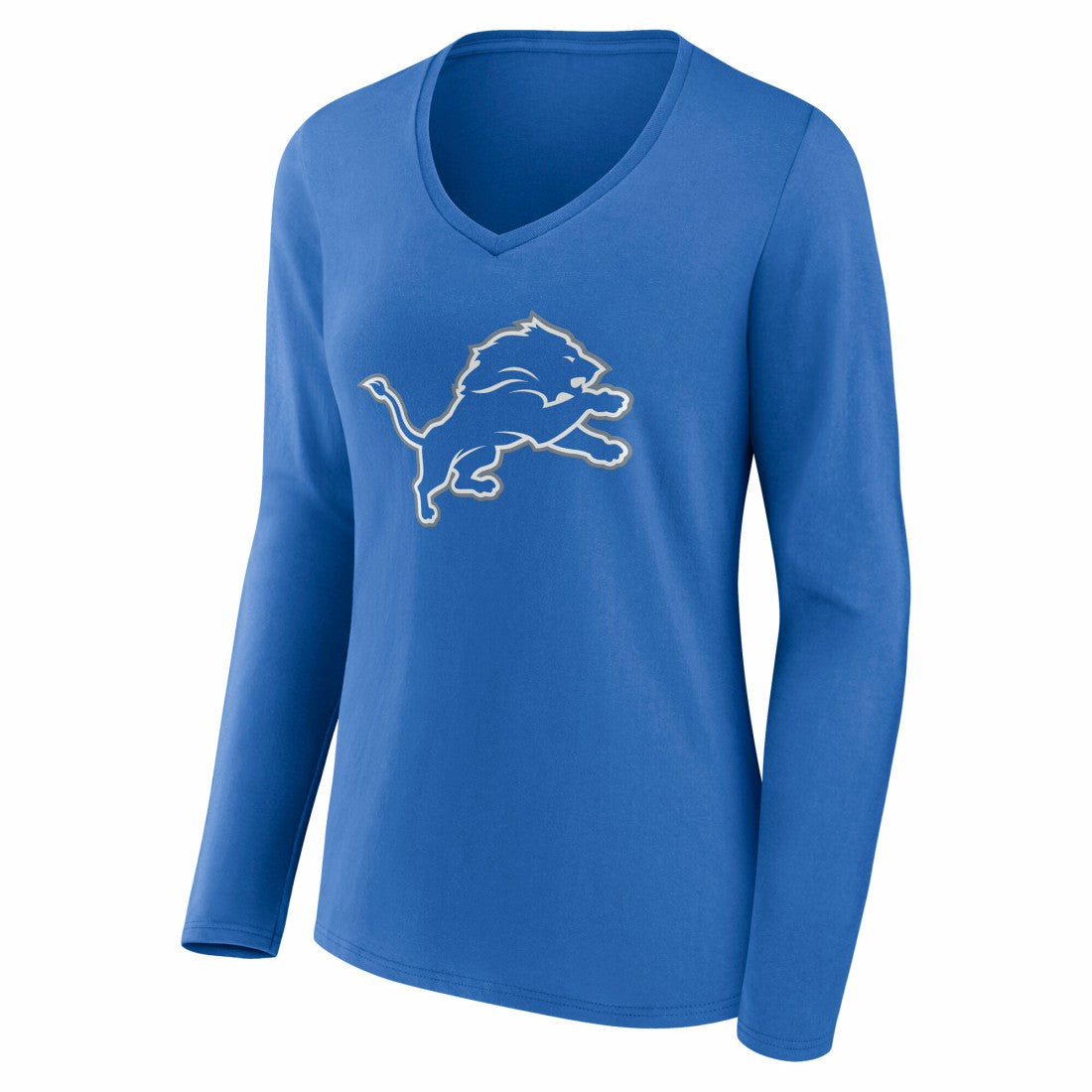 Detroit Lions Women's Team Authentic Personalized Name & Number Long Sleeve V-Neck T-Shirt Blue - NFL