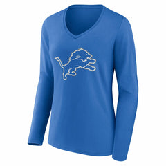 Detroit Lions Women's Team Authentic Personalized Name & Number Long Sleeve V-Neck T-Shirt Blue - NFL