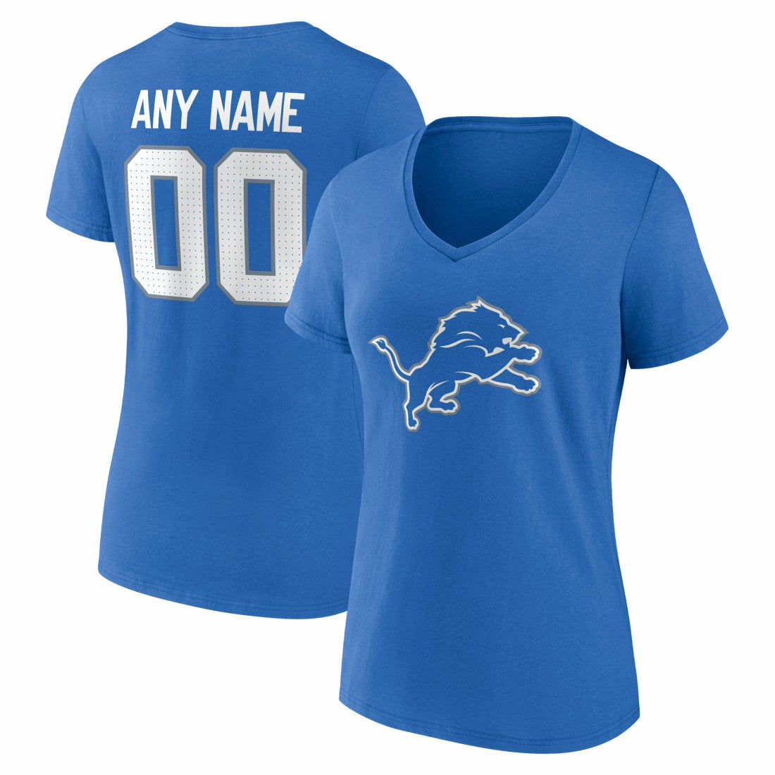 Detroit Lions Women's Team Authentic Personalized Name & Number V-Neck T-Shirt Blue - NFL