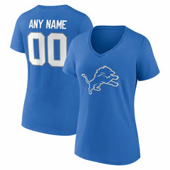 Detroit Lions Women's Team Authentic Personalized Name & Number V-Neck T-Shirt Blue - NFL
