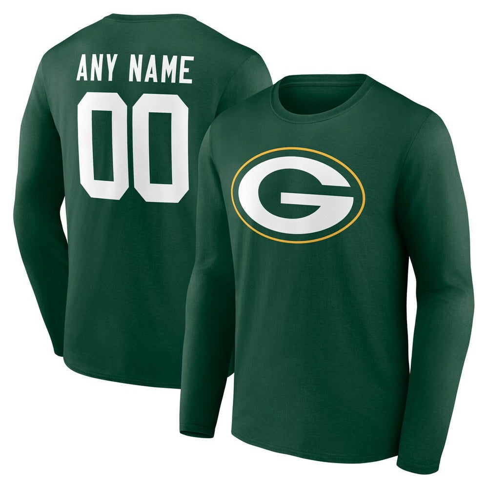 Green Bay Packers Team Authentic Personalized Name & Number Long Sleeve T-Shirt Green - NFL