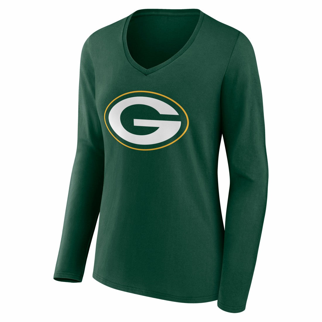 Green Bay Packers Women's Team Authentic Personalized Name & Number Long Sleeve V-Neck T-Shirt Green - NFL