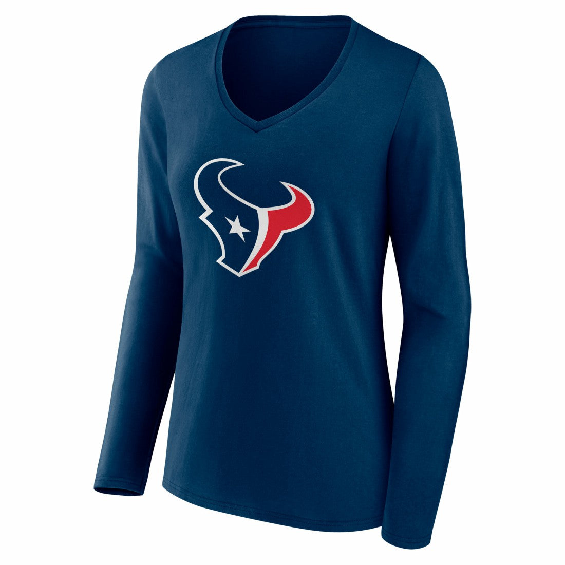 Houston Texans Women's Team Authentic Personalized Name & Number Long Sleeve V-Neck T-Shirt Navy - NFL
