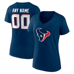 Houston Texans Women's Team Authentic Personalized Name & Number V-Neck T-Shirt Navy - NFL