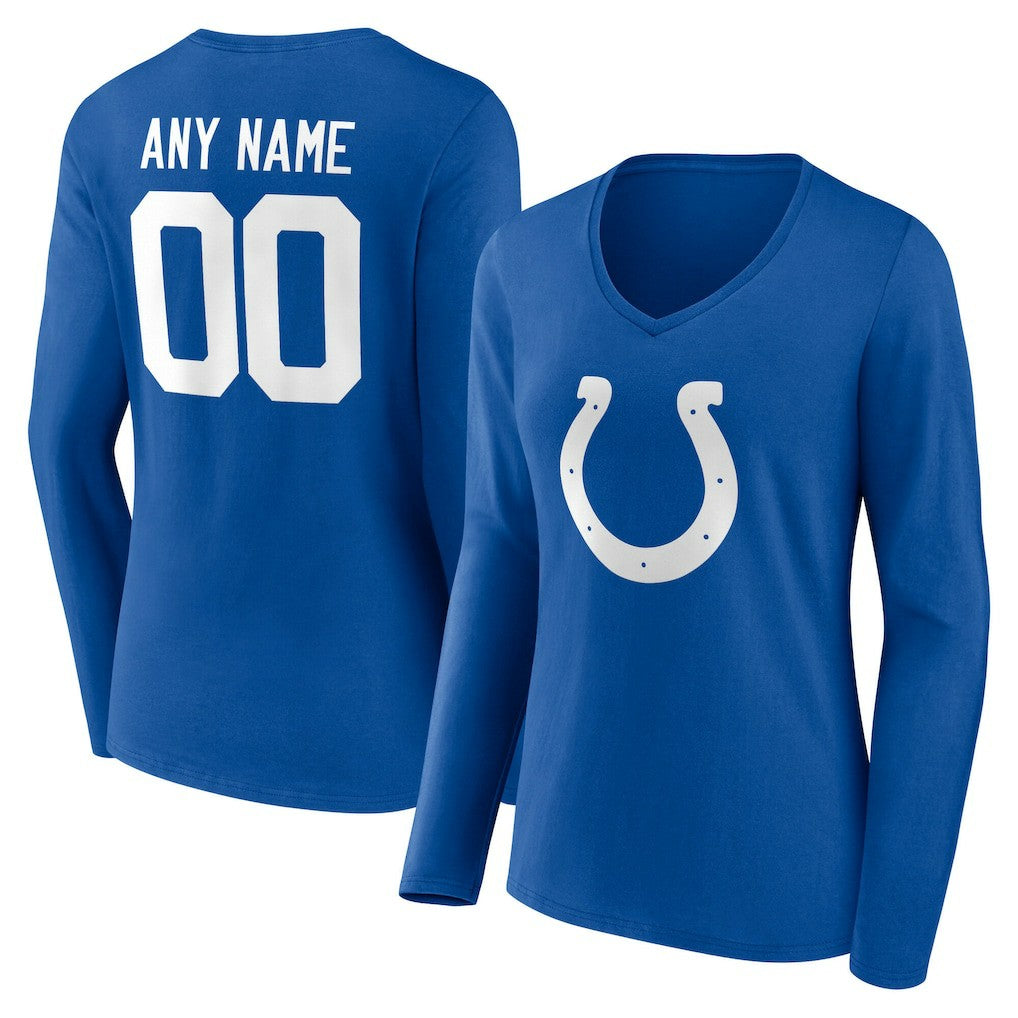 Indianapolis Colts Women's Team Authentic Personalized Name & Number Long Sleeve V-Neck T-Shirt Royal - NFL
