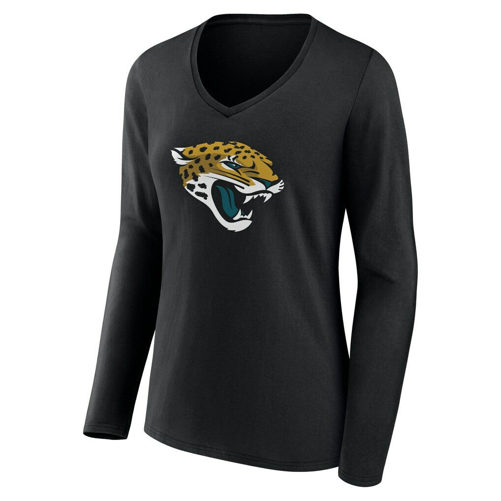 Jacksonville Jaguars Women's Team Authentic Personalized Name & Number Long Sleeve V-Neck T-Shirt Black - NFL