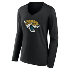 Jacksonville Jaguars Women's Team Authentic Personalized Name & Number Long Sleeve V-Neck T-Shirt Black - NFL