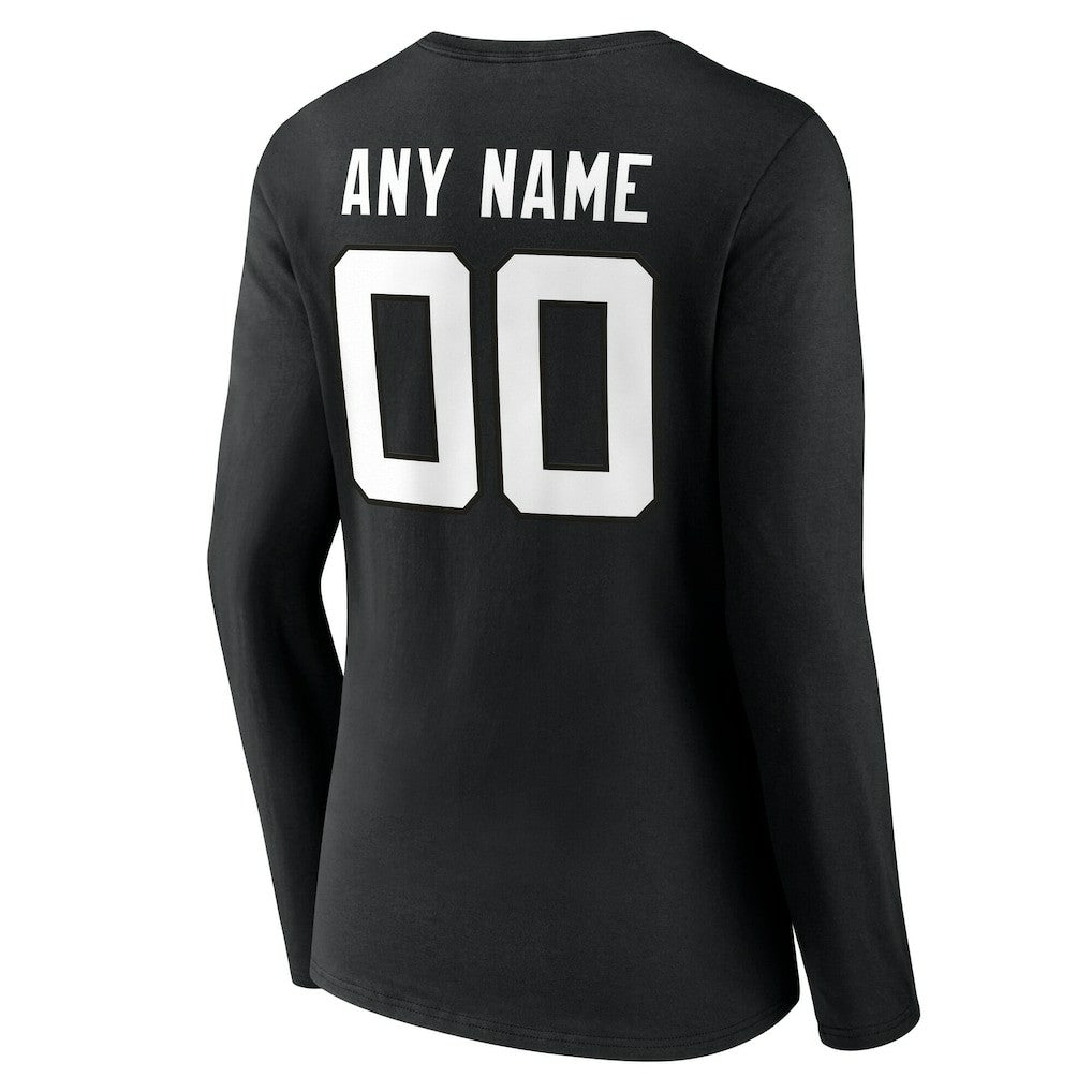 Jacksonville Jaguars Women's Team Authentic Personalized Name & Number Long Sleeve V-Neck T-Shirt Black - NFL