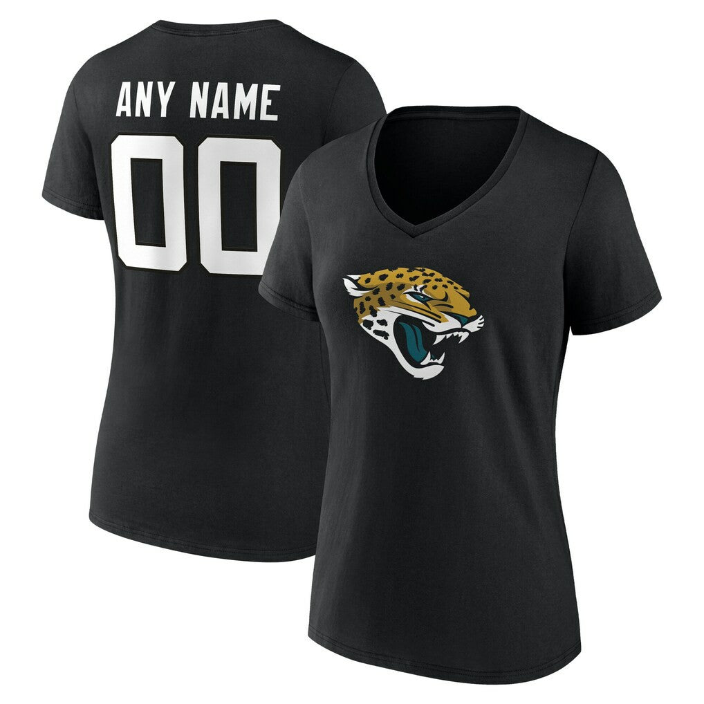 Jacksonville Jaguars Women's Team Authentic Personalized Name & Number V-Neck T-Shirt Black - NFL